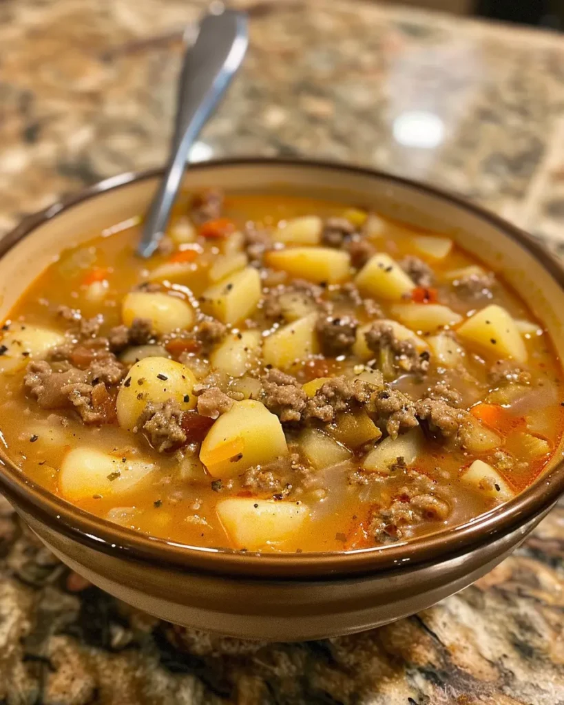 Cheesy Hamburger Potato Soup