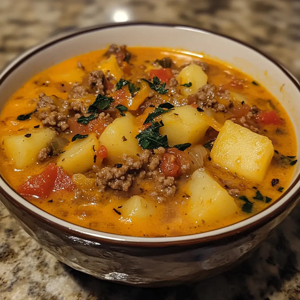 Cheesy Hamburger Potato Soup