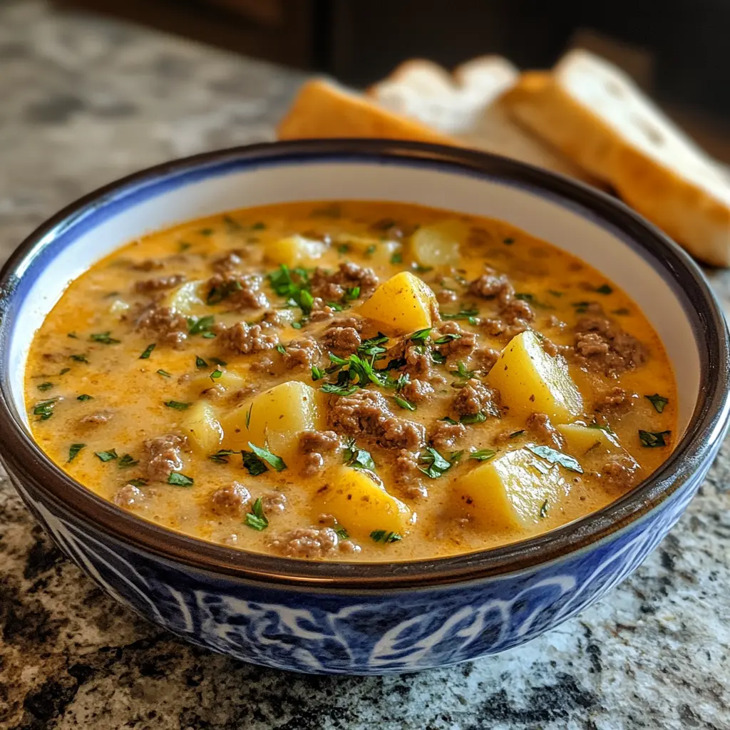 Cheesy Hamburger Potato Soup
